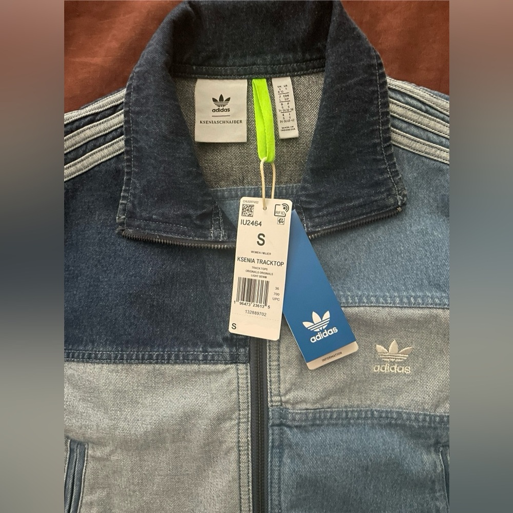 Deadstock Adidas X KSENIASCHNAIDER Denim Patchwork Track Jacket Small NWT - Picture 4 of 10